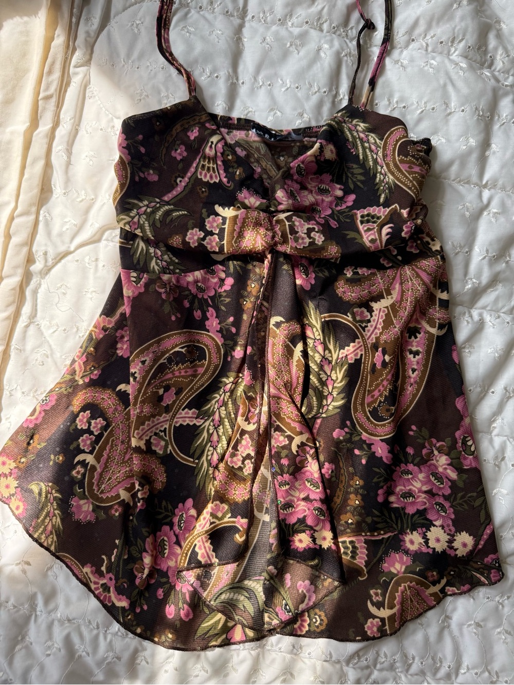 Y2K Paisley Ruffle Camisole